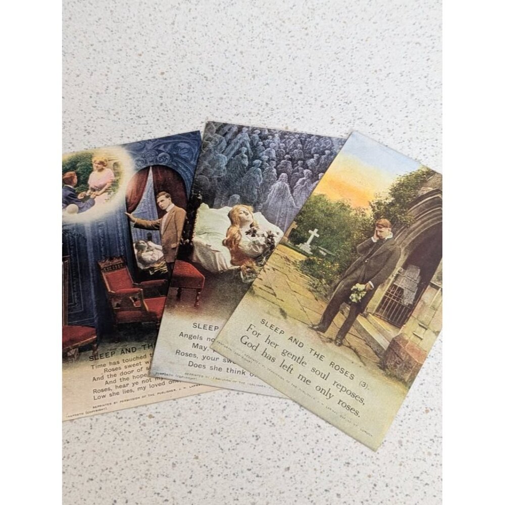 Antique WWI Songs Military Soldier Sweetheart Postcards - Sleep and the Roses